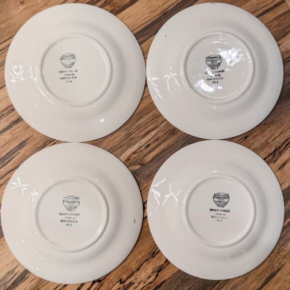 1939 Edwin Knowles-Blue Dawn Collection, Semi-Vitreous, Saucers, 6”, Set of 4 - Picture 9 of 10